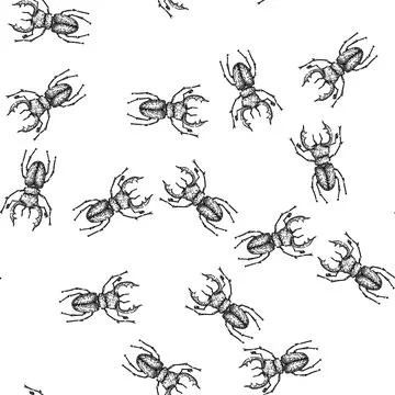 Seamless pattern elytra beetle sketch hand drawn Stock Illustration