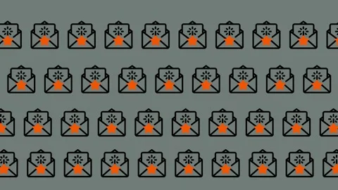 Seamless Pattern of Email Icons with Orange Envelopes. Stock Footage 325389873
