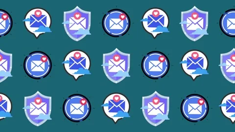 Seamless pattern of email security shield and secure communication icons Stock Footage 321911523