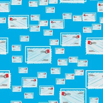 Seamless pattern emails, letters, directed upwards. Background for web sites, Stock Illustration