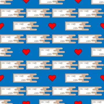 Seamless pattern emails, letters, directed upwards. Background for web sites, Illustrazione stock