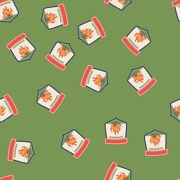 Seamless pattern emblem retro bonfire badge cartoon vector Stock Illustration