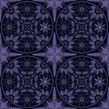 Seamless pattern embroidery. A chic pattern of light embroidery on a dark blu 스톡 일러스트