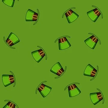 Seamless pattern emerald leprechaun green hat cartoon vector Stockillustratie
