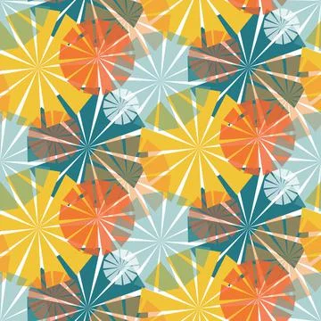 Seamless pattern emerald orange yellow umbel flower for textile design Illustration