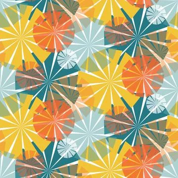Seamless pattern emerald orange yellow umbel flower for textile design Stock Illustration
