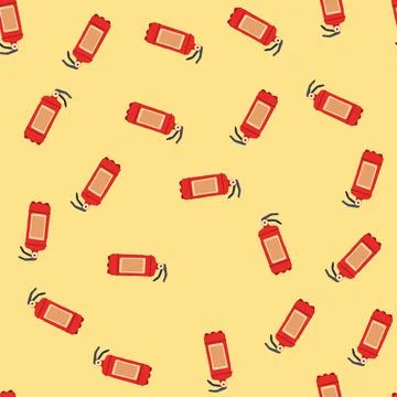 Seamless pattern emergency fire extinguisher cartoon vector Stock Illustration