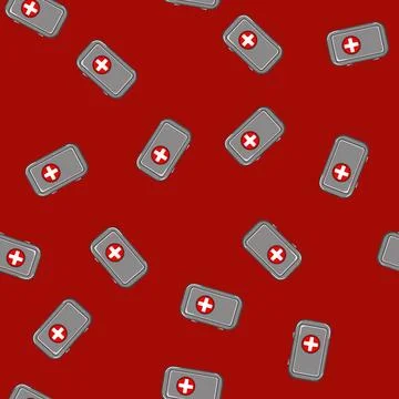 Seamless pattern emergency first aid kit cartoon vector イラスト素材
