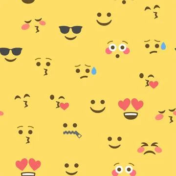Seamless pattern of emoticons and emoji, emoji vector illustration, emoji b.. Stock Illustration