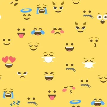 Seamless pattern of emoticons and emoji, emoji vector illustration, emoji b.. Stock Illustration