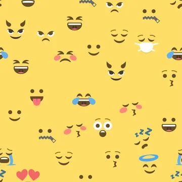 Seamless pattern of emoticons and emoji, emoji vector illustration, emoji b.. Stock Illustration