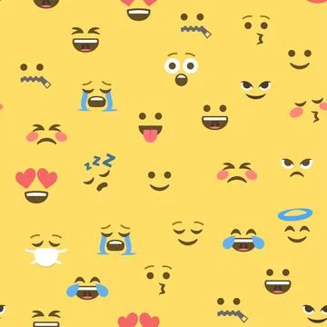 Seamless pattern of emoticons and emoji, emoji vector illustration, emoji b.. Stock Illustration