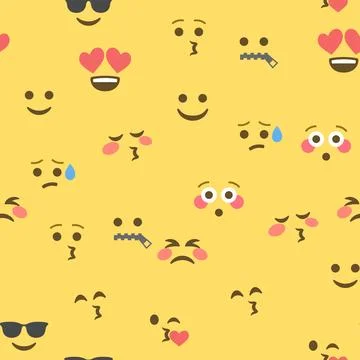 Seamless pattern of emoticons and emoji, emoji vector illustration, emoji b.. Stock Illustration