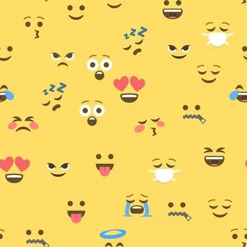 Seamless pattern of emoticons and emoji, emoji vector illustration, emoji b.. Stock Illustration