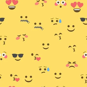 Seamless pattern of emoticons and emoji, emoji vector illustration, emoji b.. Stock Illustration
