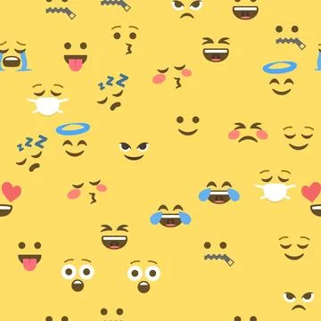 Seamless pattern of emoticons and emoji, emoji vector illustration, emoji b.. Stock Illustration