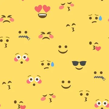 Seamless pattern of emoticons and emoji, emoji vector illustration, emoji b.. Stock Illustration