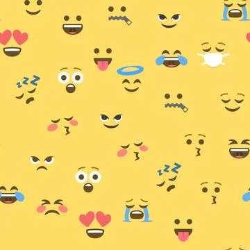 Seamless pattern of emoticons and emoji, emoji vector illustration, emoji b.. Stock Illustration