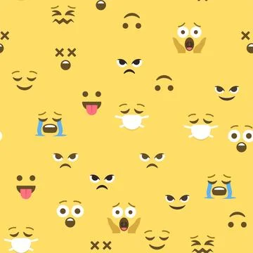 Seamless pattern of emoticons and emoji, emoji vector illustration, emoji b.. Stock Illustration