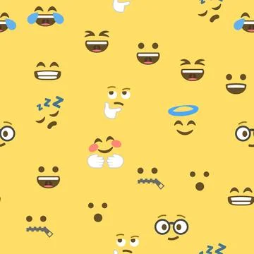 Seamless pattern of emoticons and emoji, emoji vector illustration, emoji b.. Stock Illustration