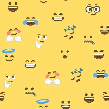 Seamless pattern of emoticons and emoji, emoji vector illustration, emoji b.. Stock Illustration