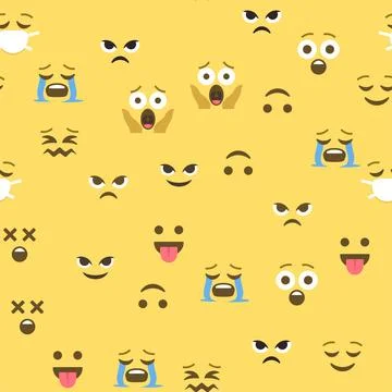 Seamless pattern of emoticons and emoji, emoji vector illustration, emoji b.. Stock Illustration