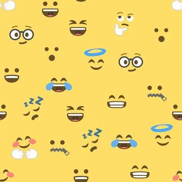 Seamless pattern of emoticons and emoji, emoji vector illustration, emoji b.. Stock Illustration