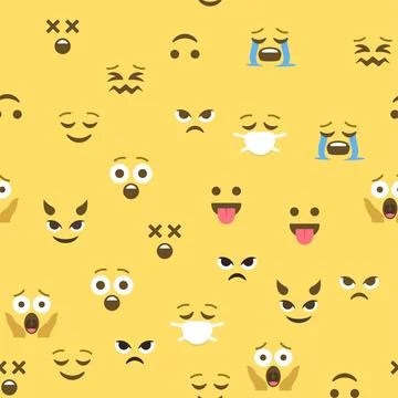 Seamless pattern of emoticons and emoji, emoji vector illustration, emoji b.. Stock Illustration
