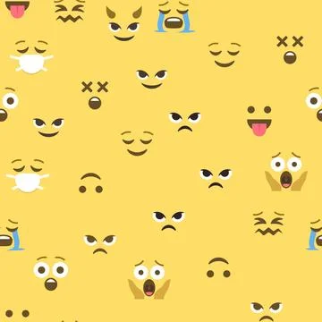 Seamless pattern of emoticons and emoji, emoji vector illustration, emoji b.. Stock Illustration