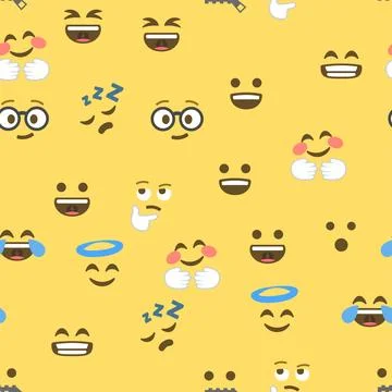 Seamless pattern of emoticons and emoji, emoji vector illustration, emoji b.. Stock Illustration