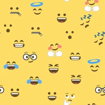Seamless pattern of emoticons and emoji, emoji vector illustration, emoji b.. Stock Illustration