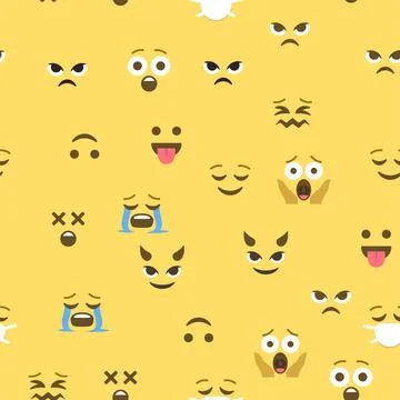 Seamless pattern of emoticons and emoji, emoji vector illustration, emoji b.. Stock Illustration