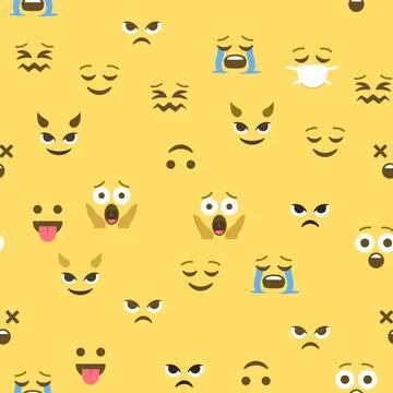 Seamless pattern of emoticons and emoji, emoji vector illustration, emoji b.. Stock Illustration