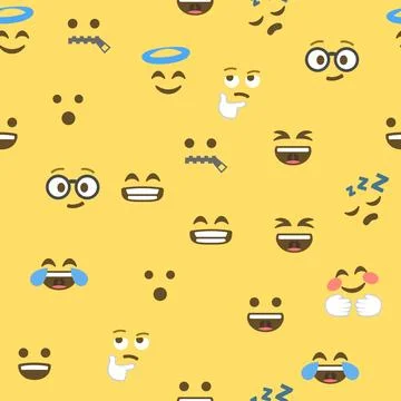 Seamless pattern of emoticons and emoji, emoji vector illustration, emoji b.. Stock Illustration