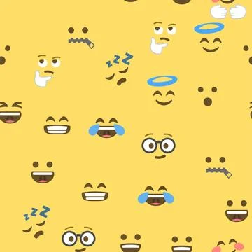 Seamless pattern of emoticons and emoji, emoji vector illustration, emoji b.. Stock Illustration