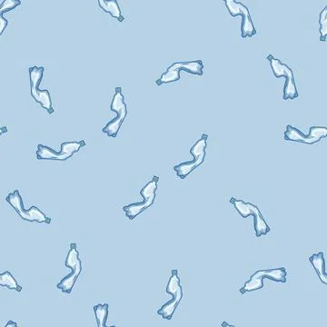 Seamless pattern empty crumpled plastic bottle cartoon vector Stock Illustration