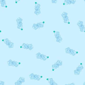 Seamless pattern empty crumpled plastic bottle cartoon vector Illustrazione stock