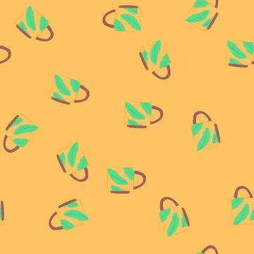 Seamless pattern empty cup ceramic cartoon vector Stock Illustration