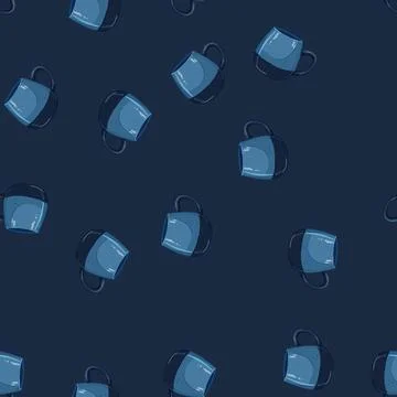 Seamless pattern empty cup ceramic cartoon vector Stock Illustration