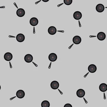 Seamless pattern empty frying pan kitchen cartoon vector Stock Illustration