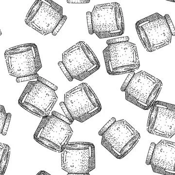 Seamless pattern Empty glass jar hand drawing illustration in sketch style Stock Illustration
