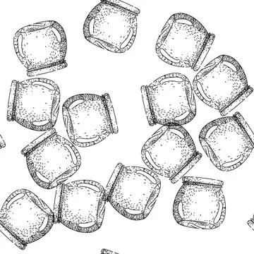Seamless pattern Empty glass storage jar line art illustration Stock Illustration