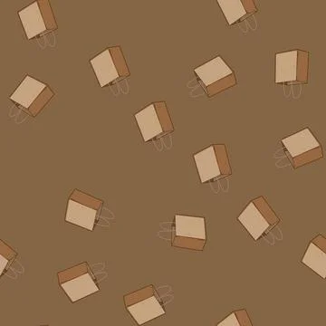Seamless pattern empty paper lunch bag cartoon vector Stock Illustration
