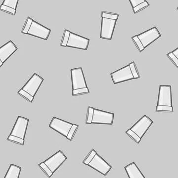 Seamless pattern empty plastic cup cartoon vector Stock Illustration