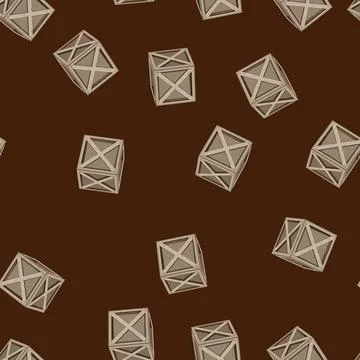 Seamless pattern empty wooden crate cartoon vector Stock Illustration