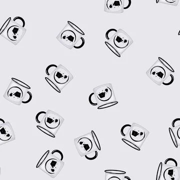 Seamless pattern enamel camp cup cartoon vector Stock Illustration