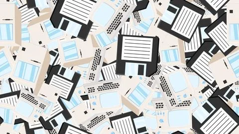 Seamless pattern endless computer with old retro computers, pc and vintage .. Illustrazione stock