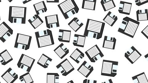 Seamless pattern endless computer with old retro vintage white hipster flop.. Stock Illustration