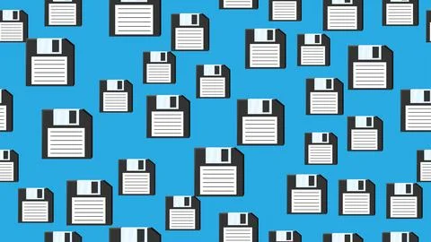 Seamless pattern endless computer with old retro vintage white hipster flop.. Stock Illustration