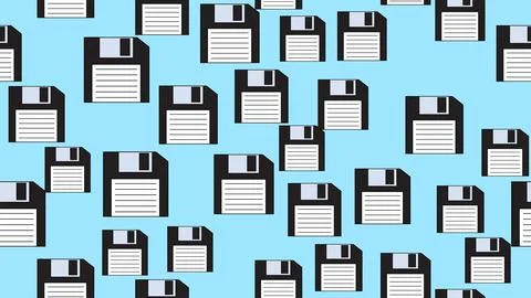 Seamless pattern endless computer with old retro vintage white hipster flop.. Stock Illustration